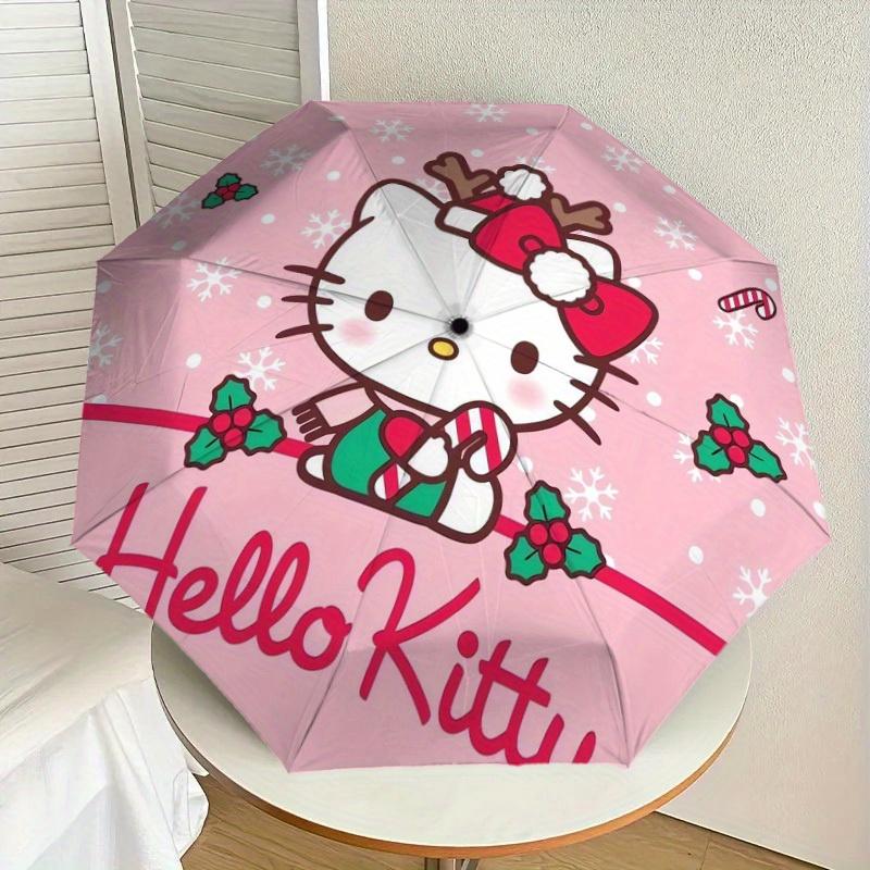 1pc Christmas Hello Kitty Candy Cane Umbrella with Plastic Handle,Suitable for All Seasons Home Travel Outdoor UmbrellaSanlio595