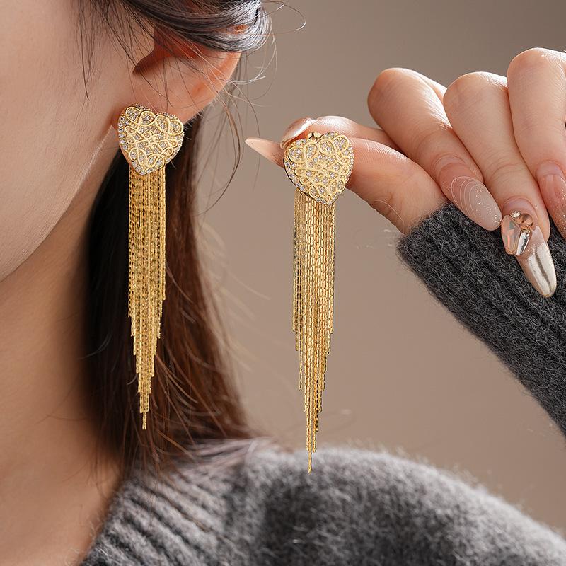 Silver Needle Flower Fringed Earrings French Light Luxury Temperament Earrings, Niche High-end Earrings