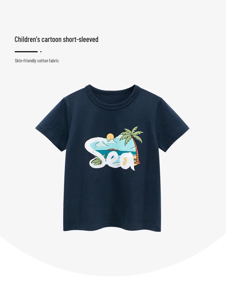 27kids Koreanischer Stil Kinder Sommer Cartoon T-Shirt - Kurzarm Rundhals für Jungen & Mädchen