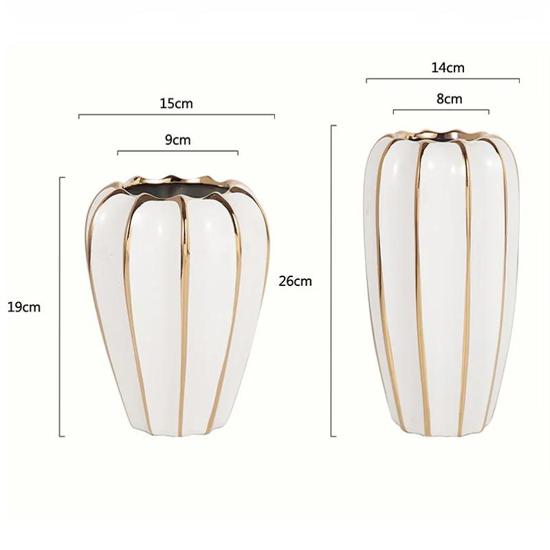 Luxury and High-end Gold Painted Ceramic Vase Flower Arrangement Simulation Living Room Decoration Home Decoration TV Cabin