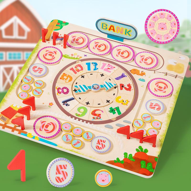 Farm Tycoon Children's Educational Wooden Clock: Enlightenment & Parent-Child Interaction Toy