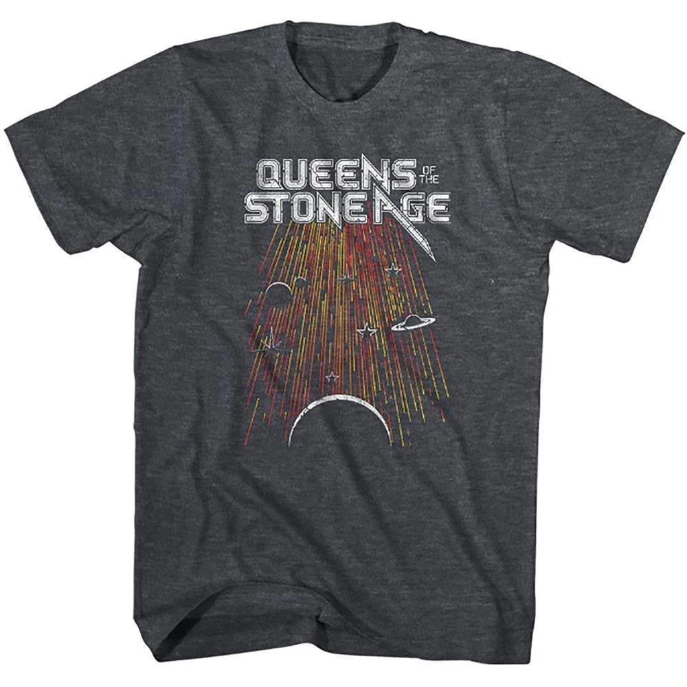 Queens of The Stone Age Trident Druck Baumwoll T-Shirt Vintage Stoner Rock Streetwear Unisex Rundhals Kurzarm T-Shirt für Rock