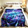 Butterfly Theme Soft Blanket Personalized Custom Name Text Print Warm Blanket Home Sofa Bedroom Decor