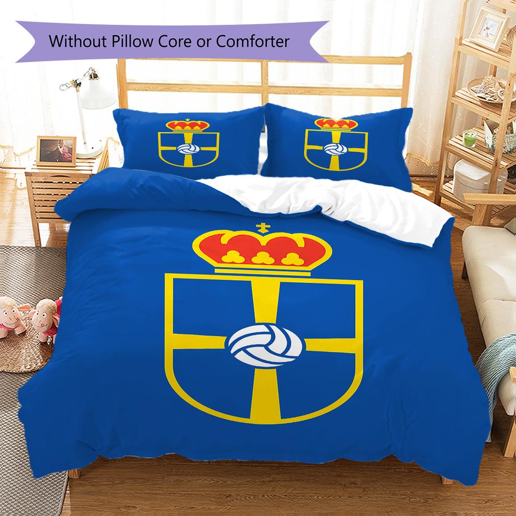 Real Oviedo Pattern Bedding,Quilt Set Quilt Cover Pillowcase Home Birthday Gift (1 * duvet cover + 2 * pillowcase, without core)