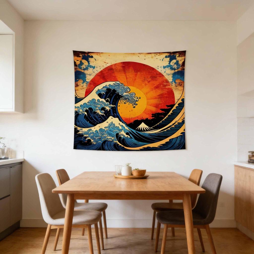 Hokusai Great Wave Tapestry Japanese Ukiyoe Art Wall Hanging Traditional Asian Home Decor for Bedroom Dorm Aesthetic Wall Art