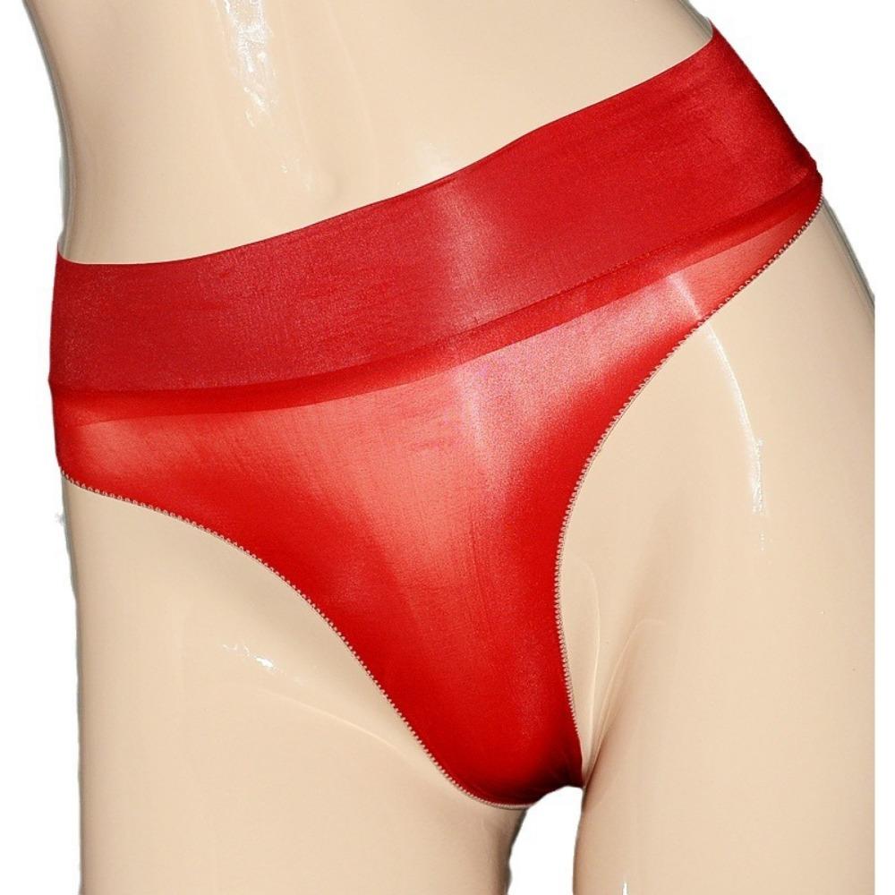 Qinghe Oil-shiny Ultra-thin Women's Underwear Oil-shiny Mid-waist Briefs Women's Sexy Transparent Jj Set Stockings Men's Underwear