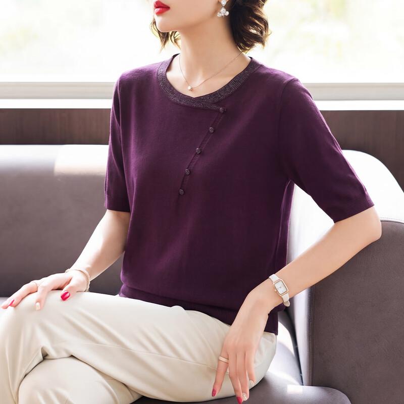 Qianlian Women s 100% Lyocell Casual Short-Sleeve Top XL