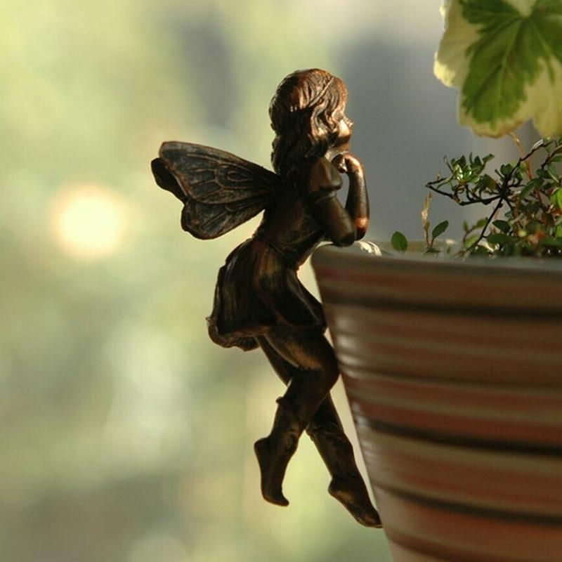 Fairy Girl Hanging Cup Resin Decoration Fairy Combination Flower Basket Edge Decoration Garden Pot Ornaments