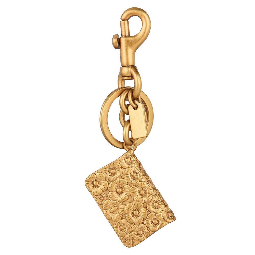 Kitty Vintage Metal Embossed Flower Compact Mirror Keychain For Elegant Bag Decor
