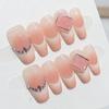 10Pcs Handmade French Gradient Cat Eye Press On Nails With 3D Butterfly Diamond Flowers Long Coffin Almond Shape