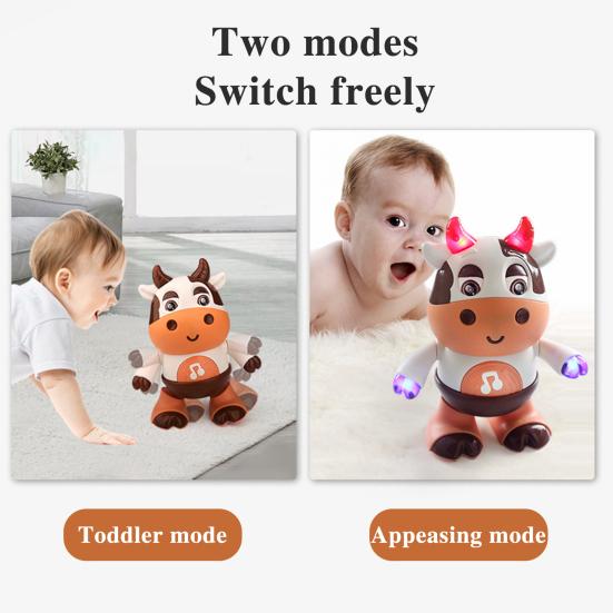 1/2Pcs Kids Electric Cow Toy with LED Light Music Singing Dancing Cartoon Dairy Cattle Toy Toddlers Interactive