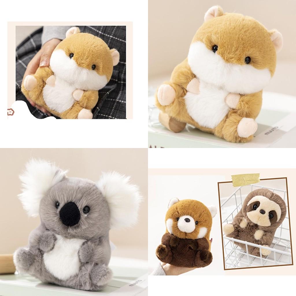 Adorable Animal Plush Toys Panda, Koala, Sloth, Hamster, Alpaca, Dinosaur, Short Plush Fabric, Pp Cotton Filling, Room Decor, Kids Gift