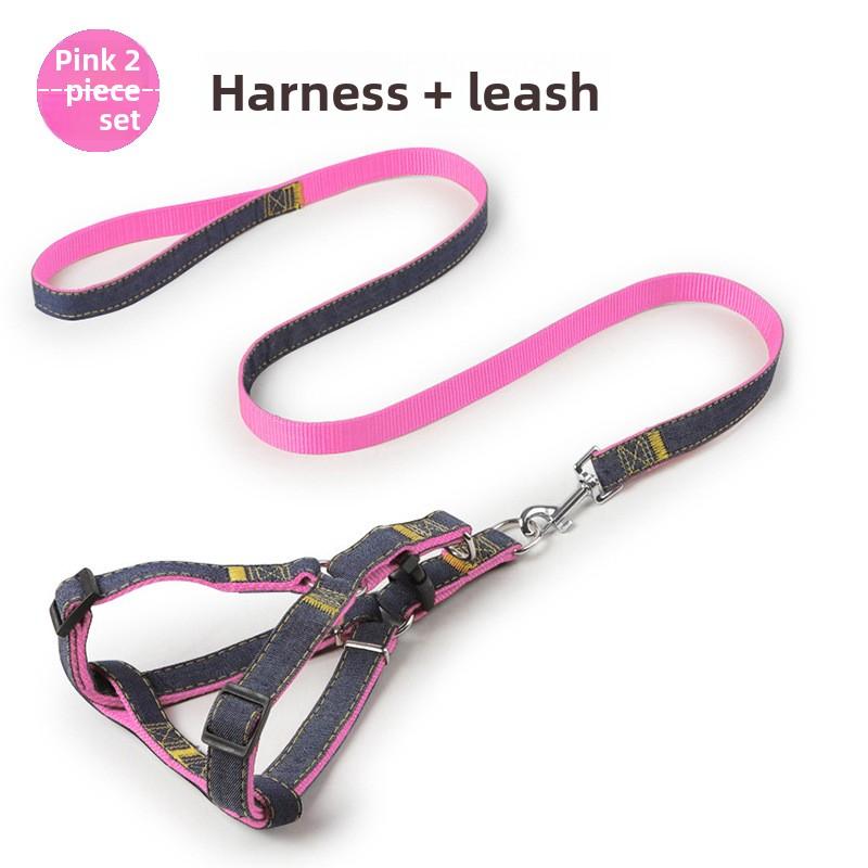 Pet Dog Leash with Adjustable Cowboy Chest Harness for Golden Retrievers and Terriers