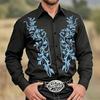 Western Embroidered Long Sleeve Shirt, Stylish Men's Casual Shirt