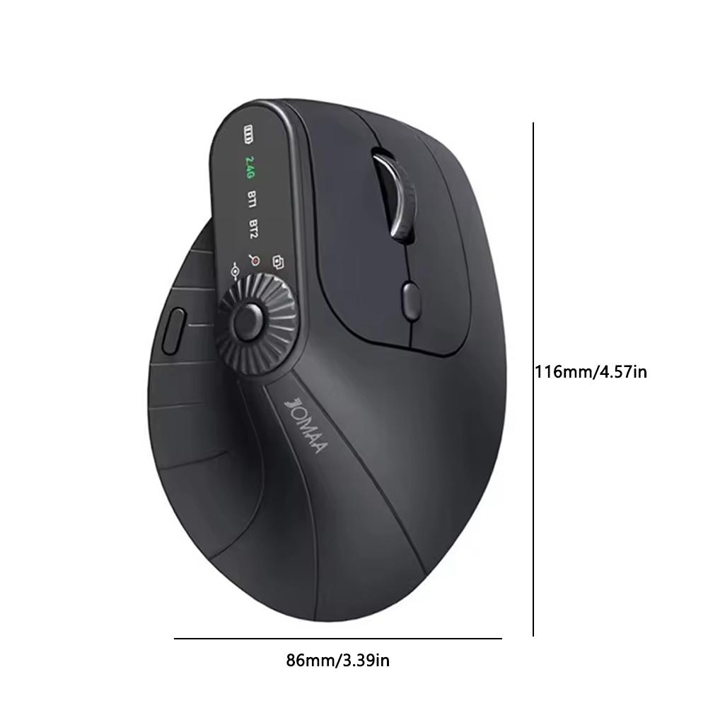 Vertical Wireless Mouse Rechargeable Bluetooth-Compatible +2.4GHz Laptops Computer PC Mice 1000/1200/1600/2400 DPI for Laptop PC