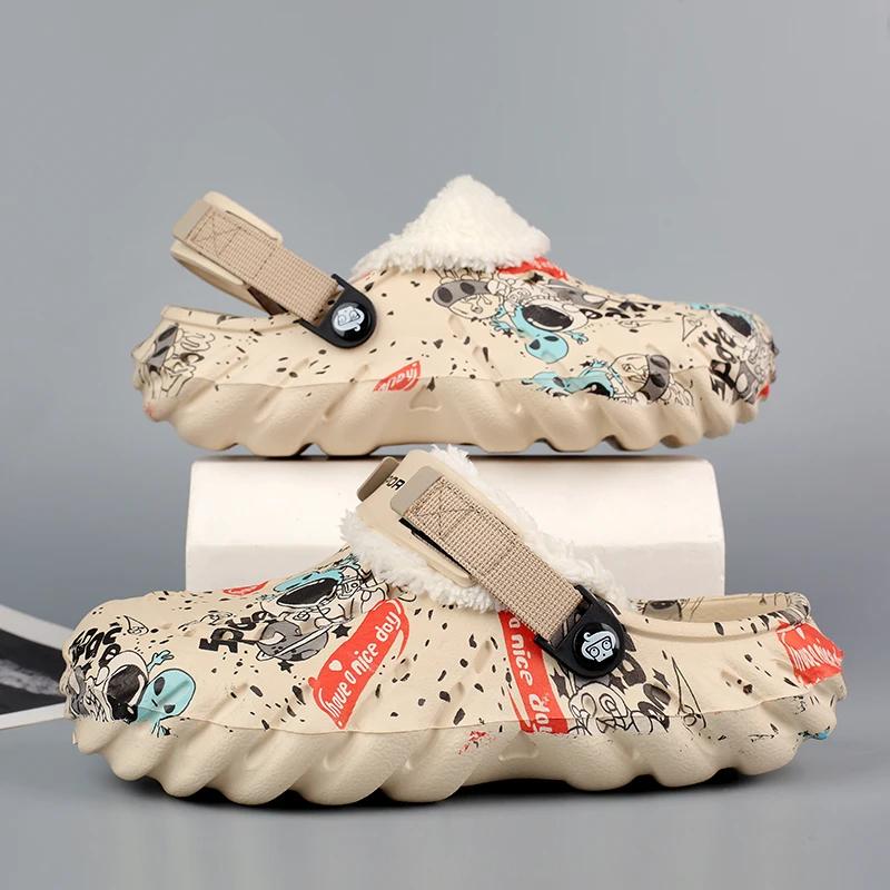 Winter Men's Slippers Outdoor Garden Clogs Male Casual Shoes Fashion Luxury Sandals Comfort Home Soft Slippers 40-45 Zapatillas