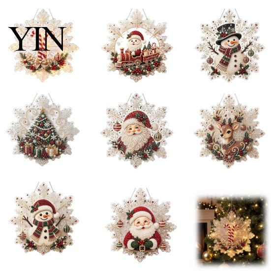Weihnachts Bastelsets für Erwachsene Perlmutt Malerei Sonnenfänger Kunst-Set, Acryl Schneeflockenform Brett Dekorative Edelstein Schmucksteine Sets mit