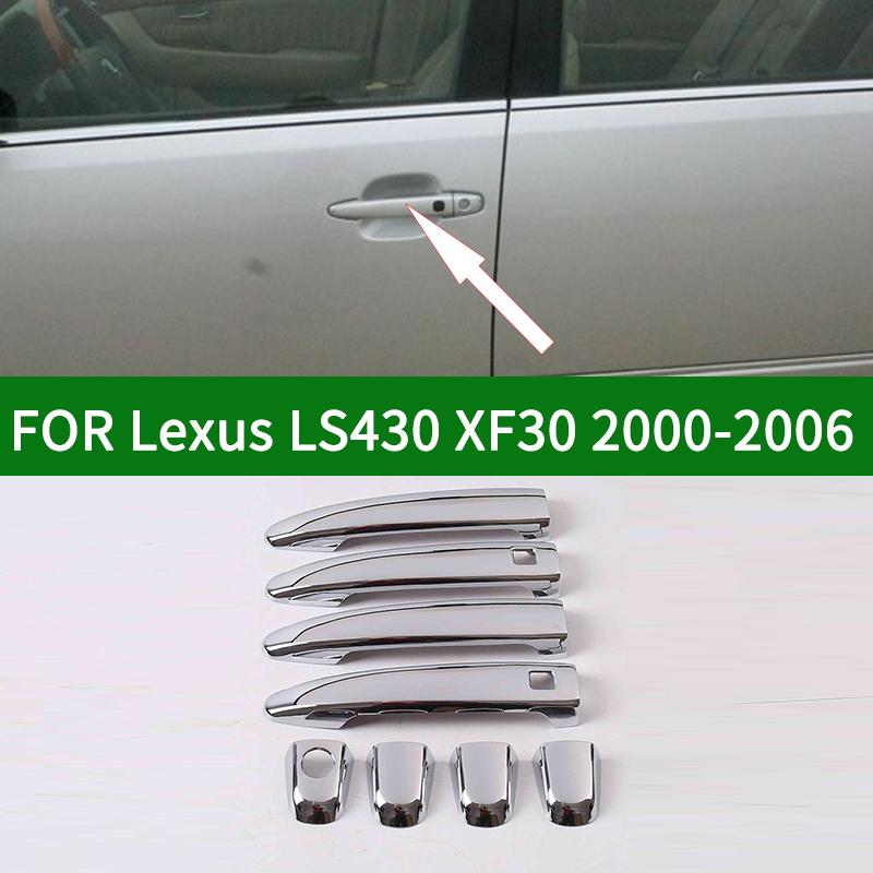 Chrome Silver Exterior Door Handle Cover Overlay For Lexus LS430 XF30 2000-2006 Third Generation 2001 2002 2003 2004