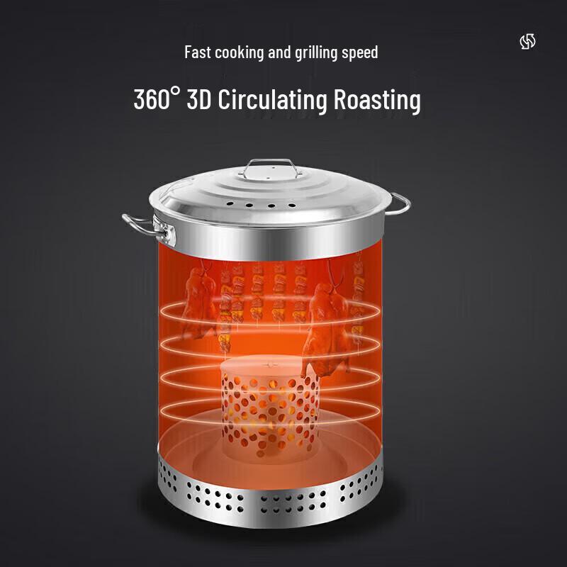 Suncojia Großer Outdoor Holzkohle BBQ Trommel Smoker & Bräter