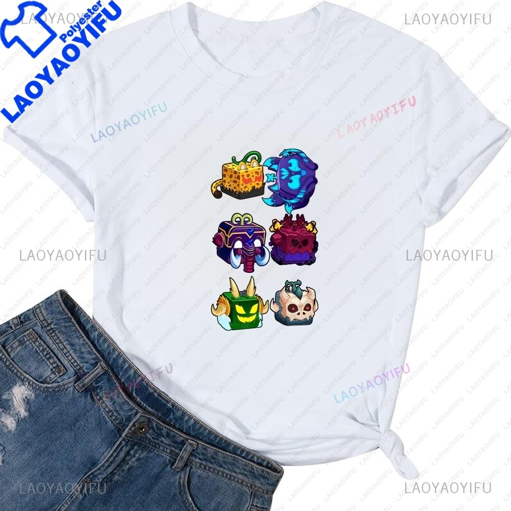 Game Blox Fruits Summer Trend Y2K Harajuku ShortSleeved Unisexs and Unisexs Universal Shirt Pattern Large TShirt
