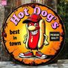 Vintage Hot Dog Cartoon Tin Sign 20x20cm 2D Flat Aluminum Wall Art Kitchen Bar Garden Garage Outdoor Decor