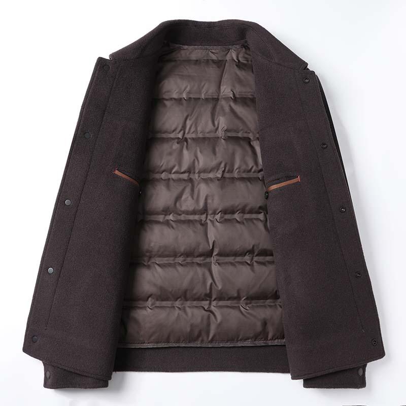 Herbst und Winter Neuer Stil Wolle Doppelseitige Jeansjacke Herren Abnehmbares Daunenfutter Warme Wolljacke