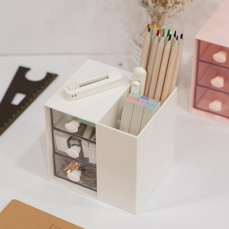 Nový organizér na tužky a psací potřeby s přihrádkami a zásuvkou, stojánek na kosmetiku, Kawaii doplňky na stůl, pro dívky, do kanceláře, školy, na pracovní plochu