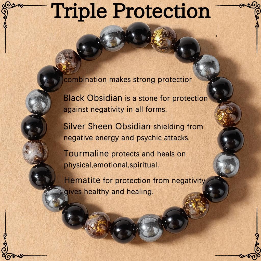 Festive Gifts Black Onyx Hematite Red Gold Flake Glass Beaded Bracelet Minimalist Fashion Jewelry For Men Women Daily Wear Gift