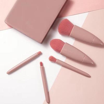 Portable Pink Five-piece Makeup Brush Set Soft Fur Skin-Friendly Foundation Brush Eyeshadow Brush Lip Brush Multi-functional Long-lasting Makeup