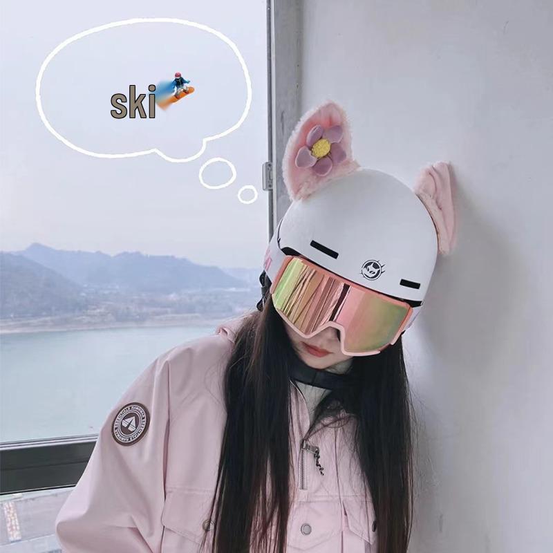 

Прикраса на шолом з кролячими вушками з вовни ягняти для катання на лижах та мотоциклі