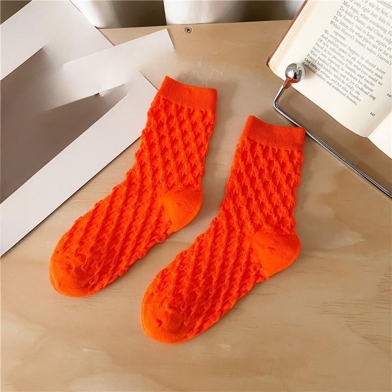 

5 пар модных повседневных эластичных женских гребенных носков осень-зима повседневные базовые уличные носки в стиле хип-хоп оранжевый