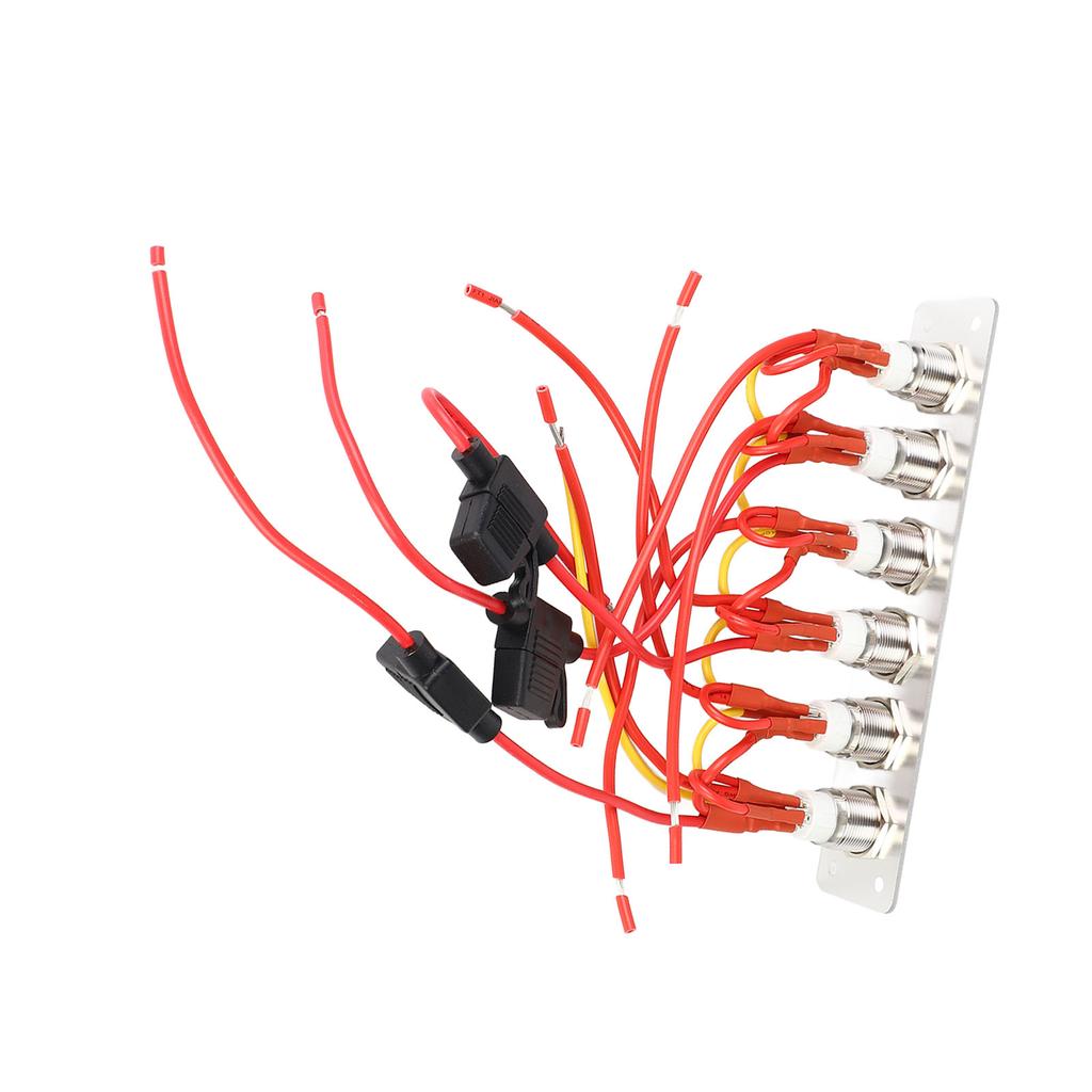 Pre Wired 6 Gang Push Button Switch Panel with Blue LED Lights for Car RV Yacht 12V24V DC System