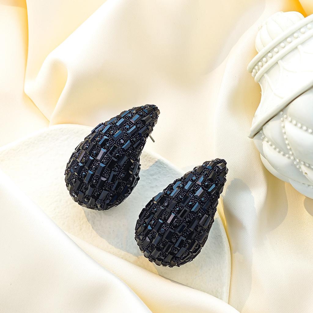 Exaggerated Diamond-Set Geometric Oval Earrings, Creative Personality And Fashion Full Of Diamond Water Drop Earrings For Women