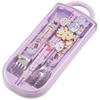 Skater Children's Cutlery Set, Lunch Box, Chopsticks, Spoon, Fork, Made in Japan, Sliding Cutlery, Name Stickers Included, Antibacterial, Trio Set, Po