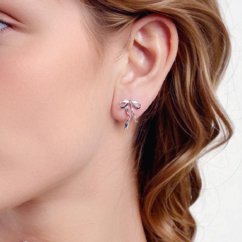 barbie Earrings [Sterling Silver·Original Design] Ribbon Bow Earrings, the First Release of Elegant and High-end Style, Ins Style ZJYES-YS-051