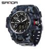 SANDA Women's Trendy LED Dual Display Waterproof Watch with Hourly Chime