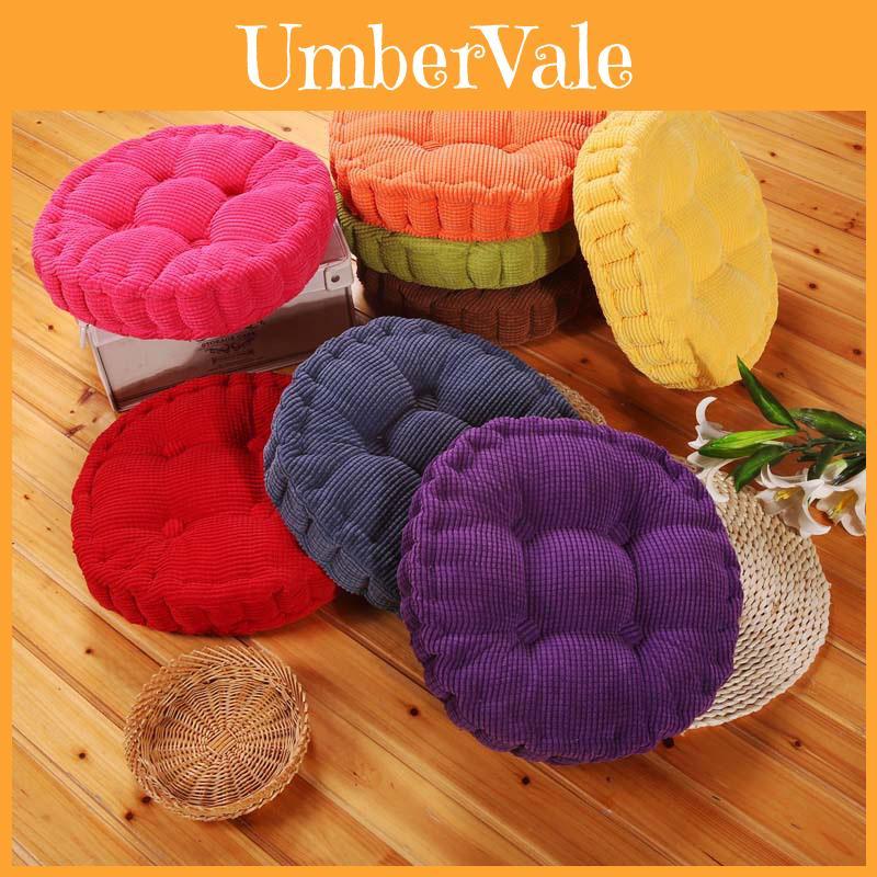 Thick And Cozy Round Corduroy Chair Pad For Office And Sofa Use