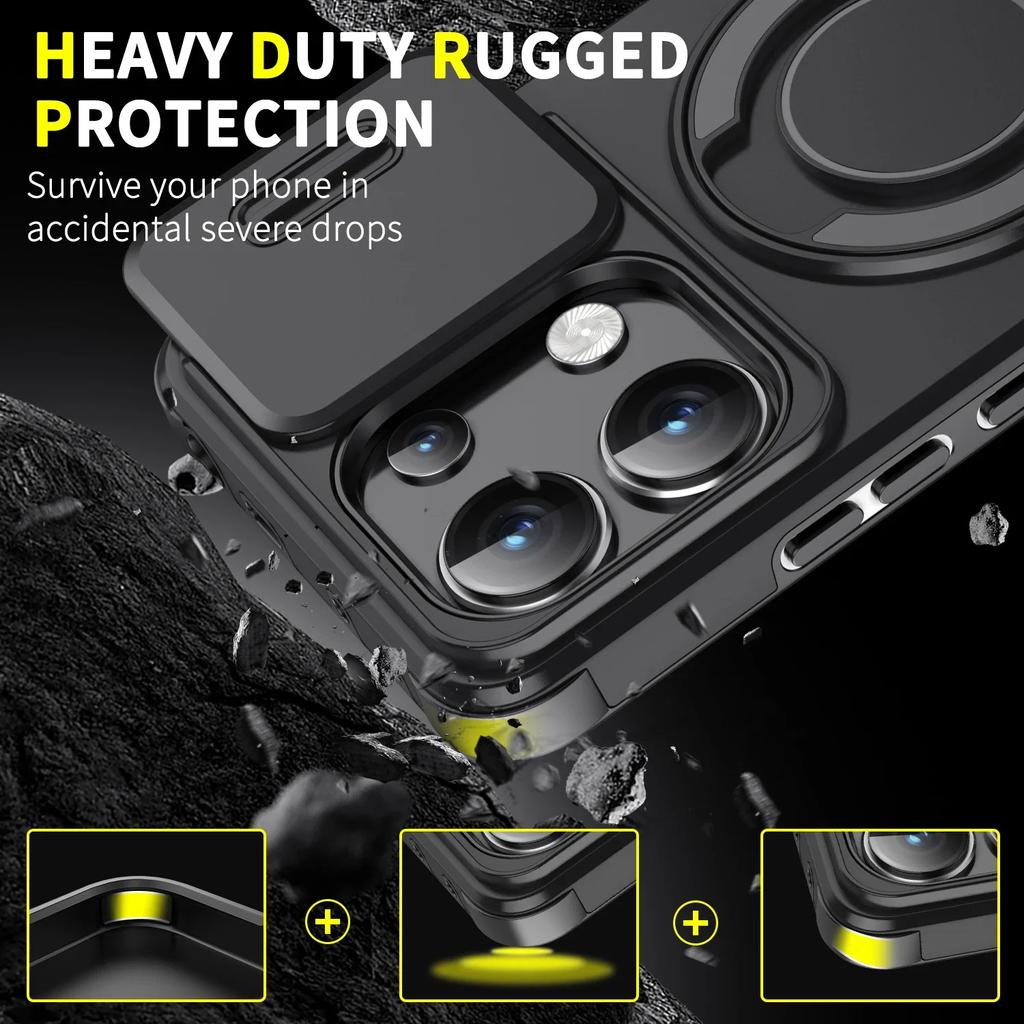 Armor Magnetic phone Case for Redmi Note 13 Pro + Plus 5G 4G  Xiaomi note13 5G Lanyard Slide Camera Protection Shockproof Cover