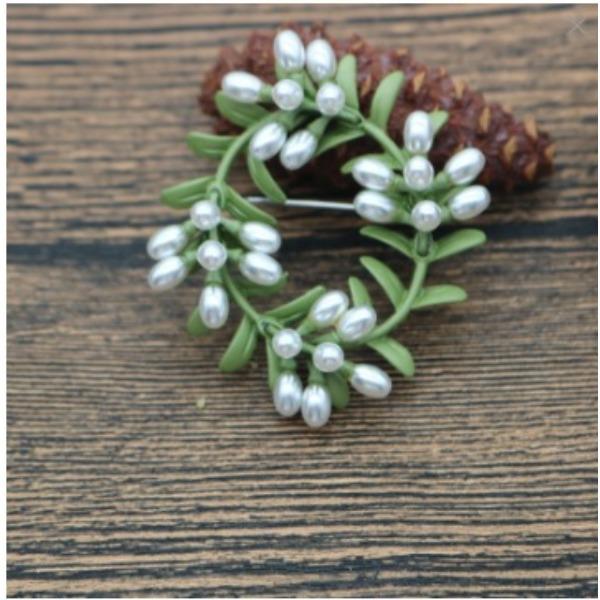 

Растительный цветок, искусственный жемчужный корсаж с полуотверстием, женский лакированный зеленый цветок, брошь