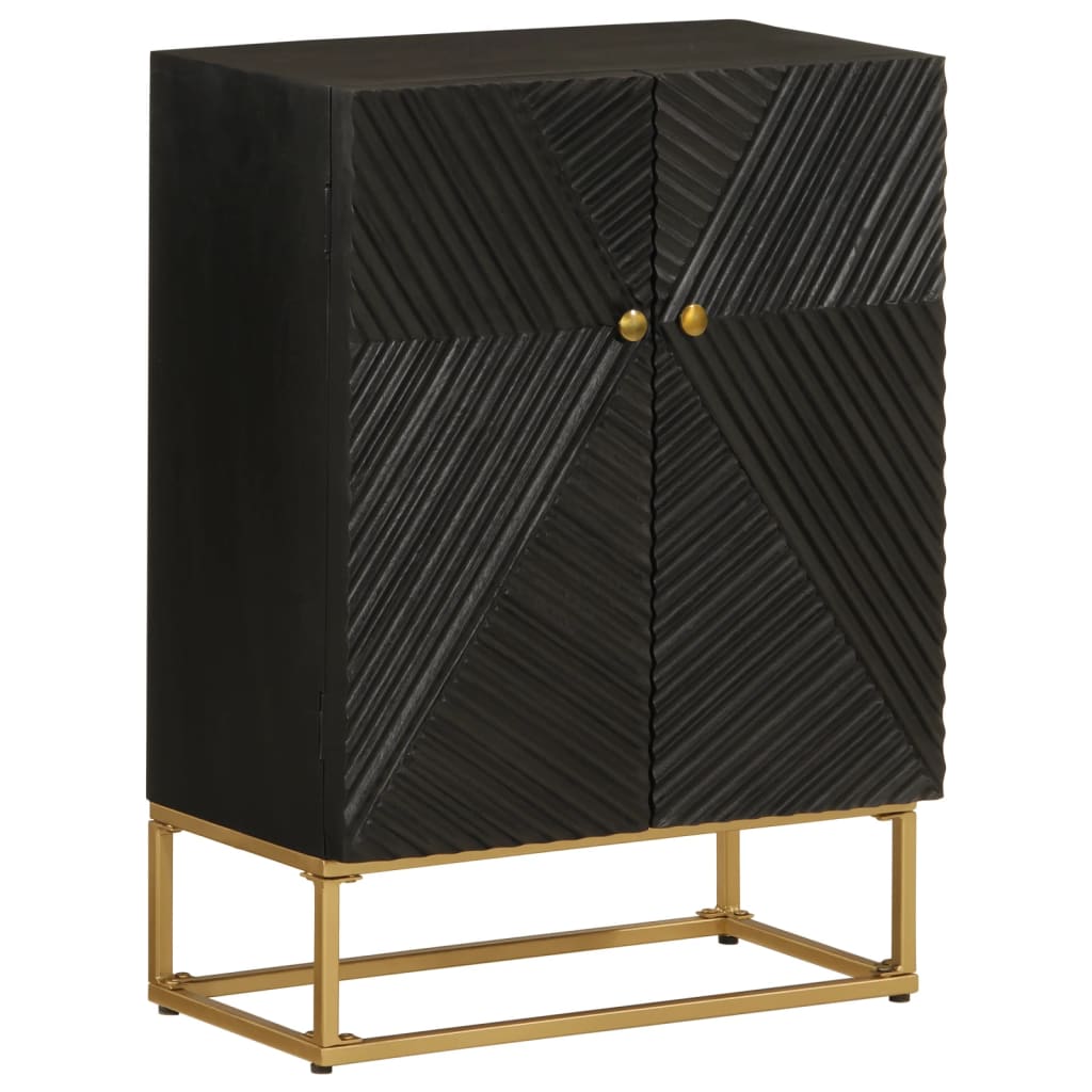 Sideboard Black 55 x 30 x 76 cm Solid Mango Wood and Iron