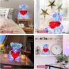 Large Prismatic Iridescent Love Bear With LED Lights, Colorful Glow Indoor Decorations for Girlfriend Valentine's Day Gift