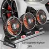 Automobilový ventilátor 360° nastavitelný 3hlavový ventilátor USB/12V/24V automobilový elektrický chladicí ventilátor 2 rychlosti tichý ventilátor do auta příslušenství do auta