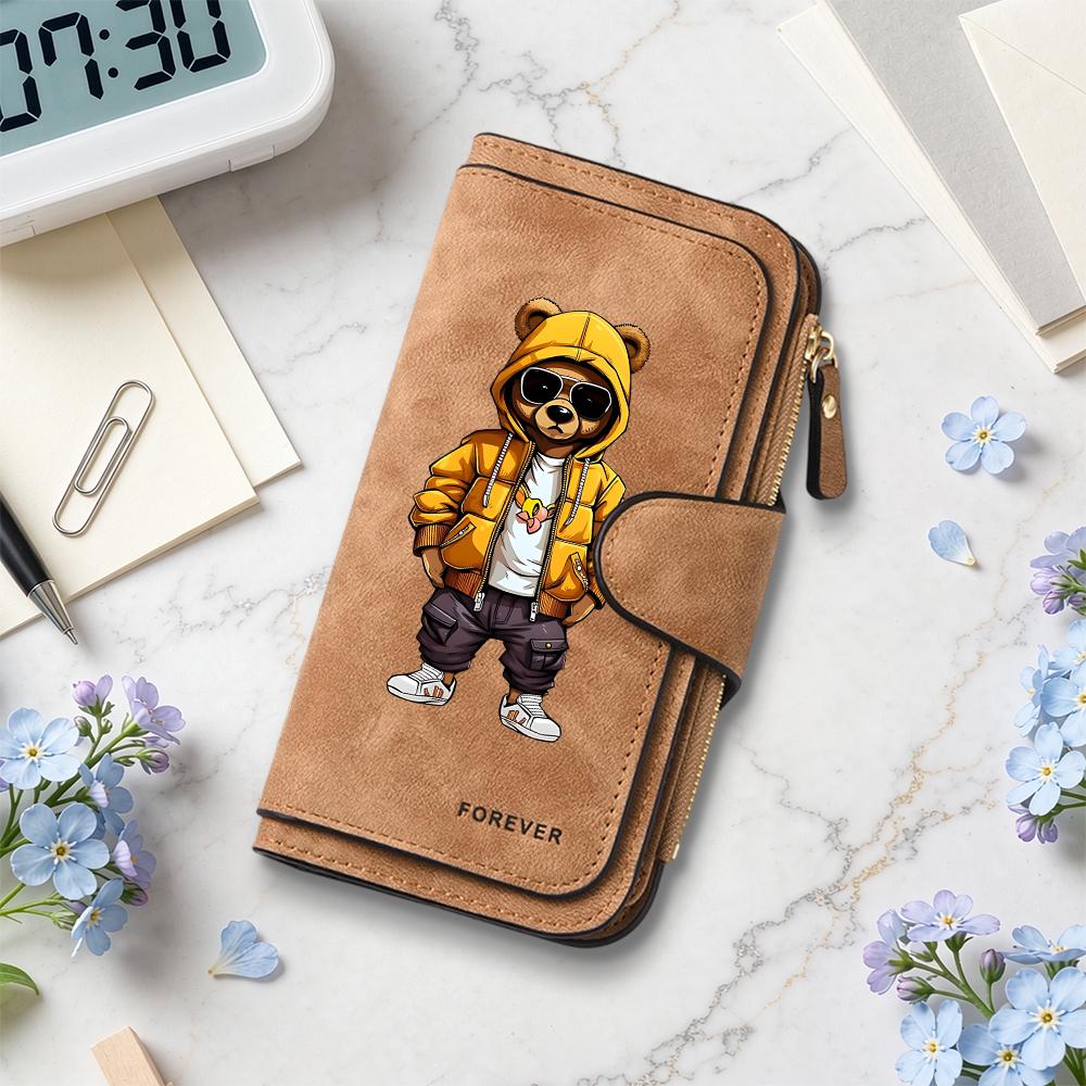 Fashion Cool Bear Pattern Wallet Large Capacity Multi Card Slot Purse