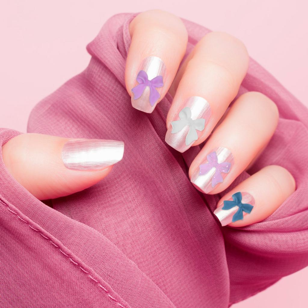 30Pcs Elegant Bow Nail Charms Resin Nail Art Decorations Long Wearing Easy Application for Natural Fake Nails Manicure Ornaments
