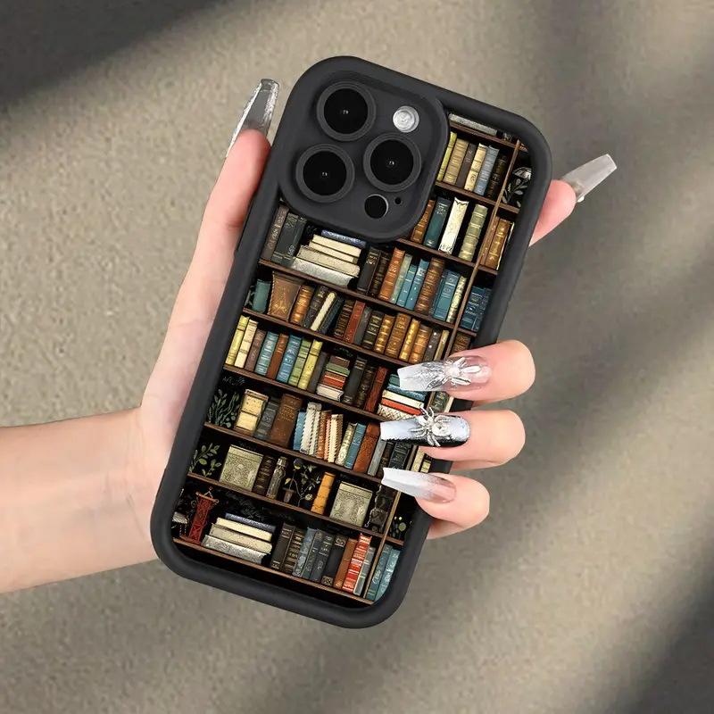 TEUM Station American Creative Bookshelf Apple 17Pro Silicone Protective Case iPhone16 All-inclusive Anti-drop Mobile Phone Case