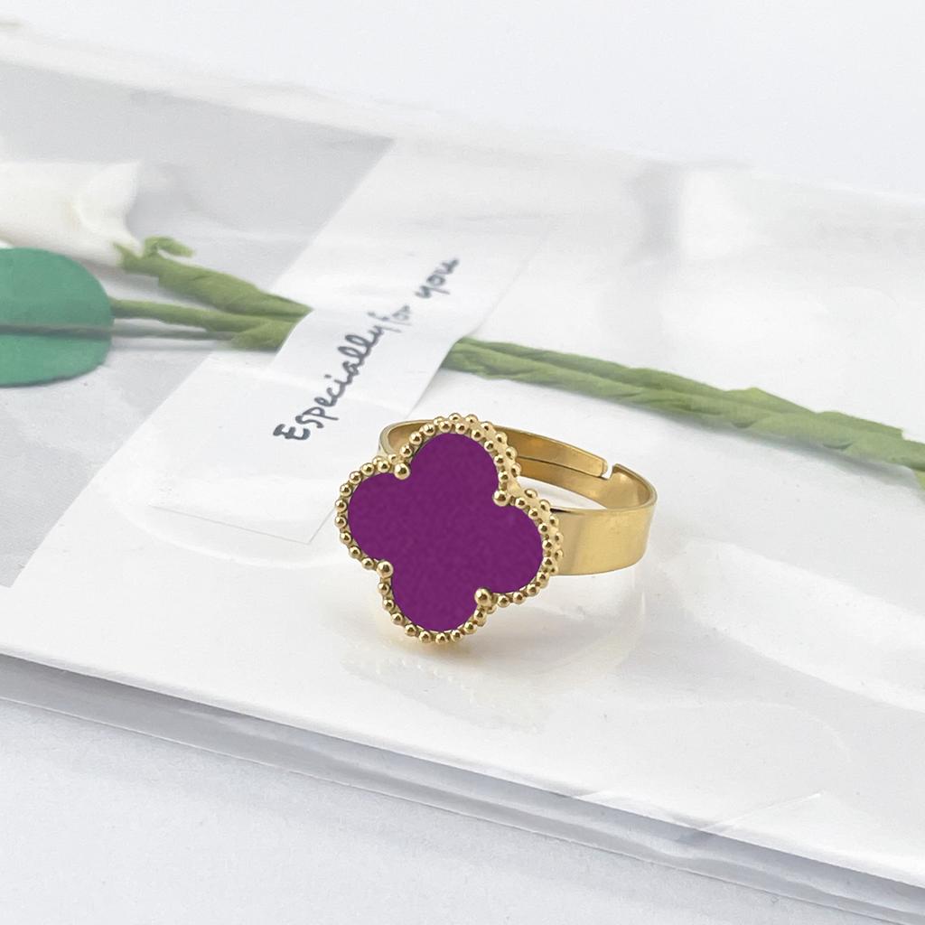 New 15mm Large Fashion Clover Ring Adjustable Opening Ring Simple Personalized Ring