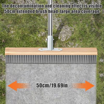 Floor Brush Stainless Concrete Stone Surfaces Cleaning Steel Bristles Patio Brush Versatile Outdoor Scrubbing Brush