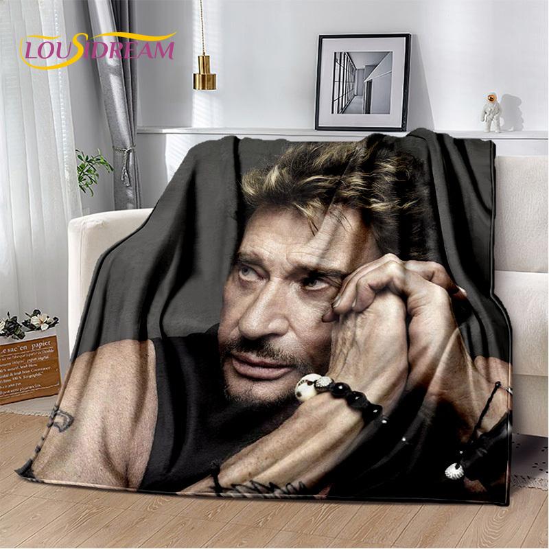 3D Printing Johnny Hallyday Rock Star Soft Flannel Blankets,Throw Blanket Comfortable Blanket for Picnic Beds Home Bedroom Cover