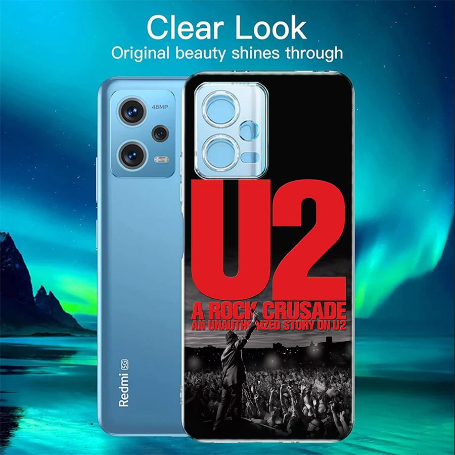 Band U2 Phone Case For Redmi 12 13C 12C 15C 9 10 10C Note 13 Pro Plus 14 15 Pro 9T 9C 9A TPU Soft Cover Clear Cell Cases Shockpr