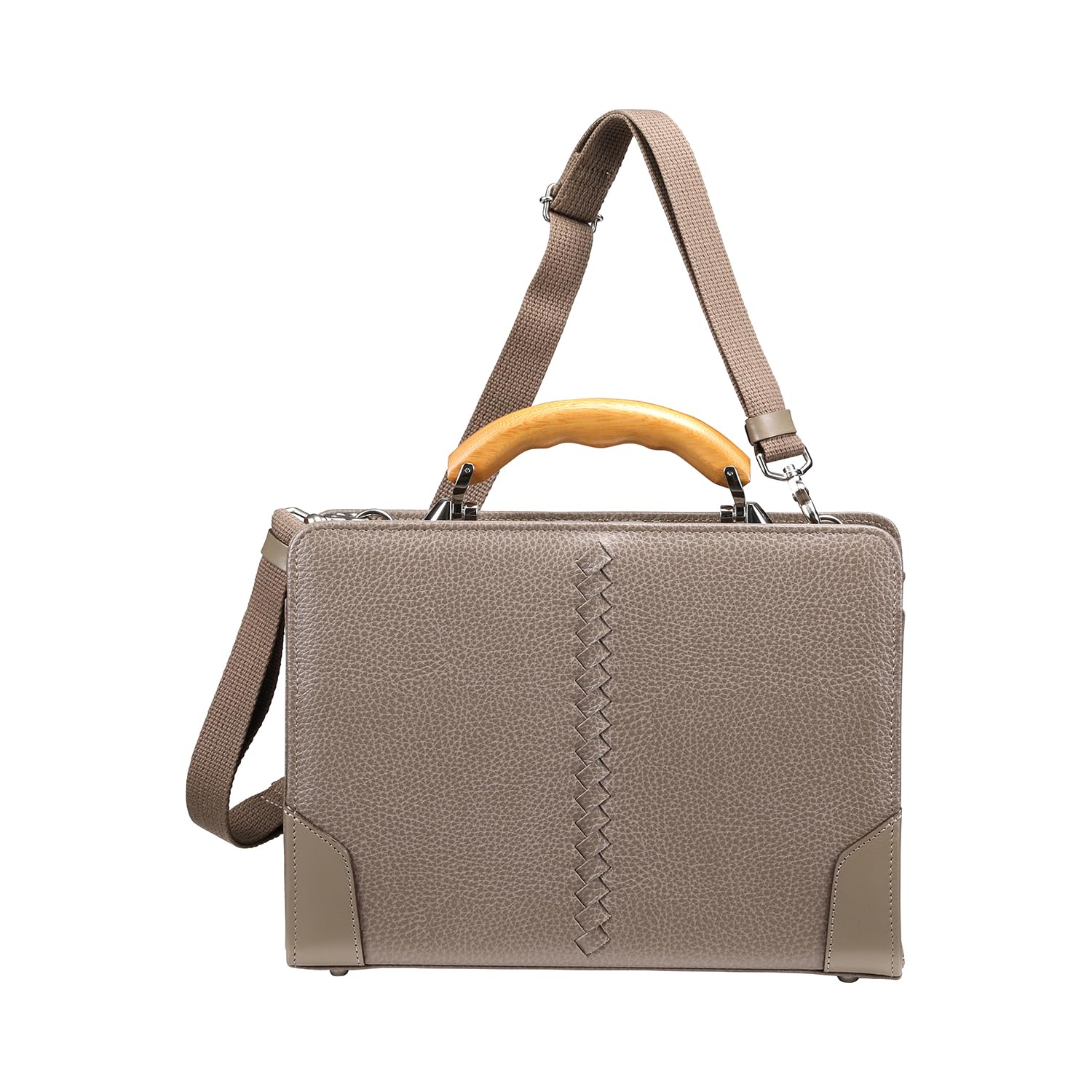 

ELK Toyooka Bags Wooden Handle Large Split Dulles Bag Pouch Miyake Hatsuharu Shoten Taupe [YOUTA]